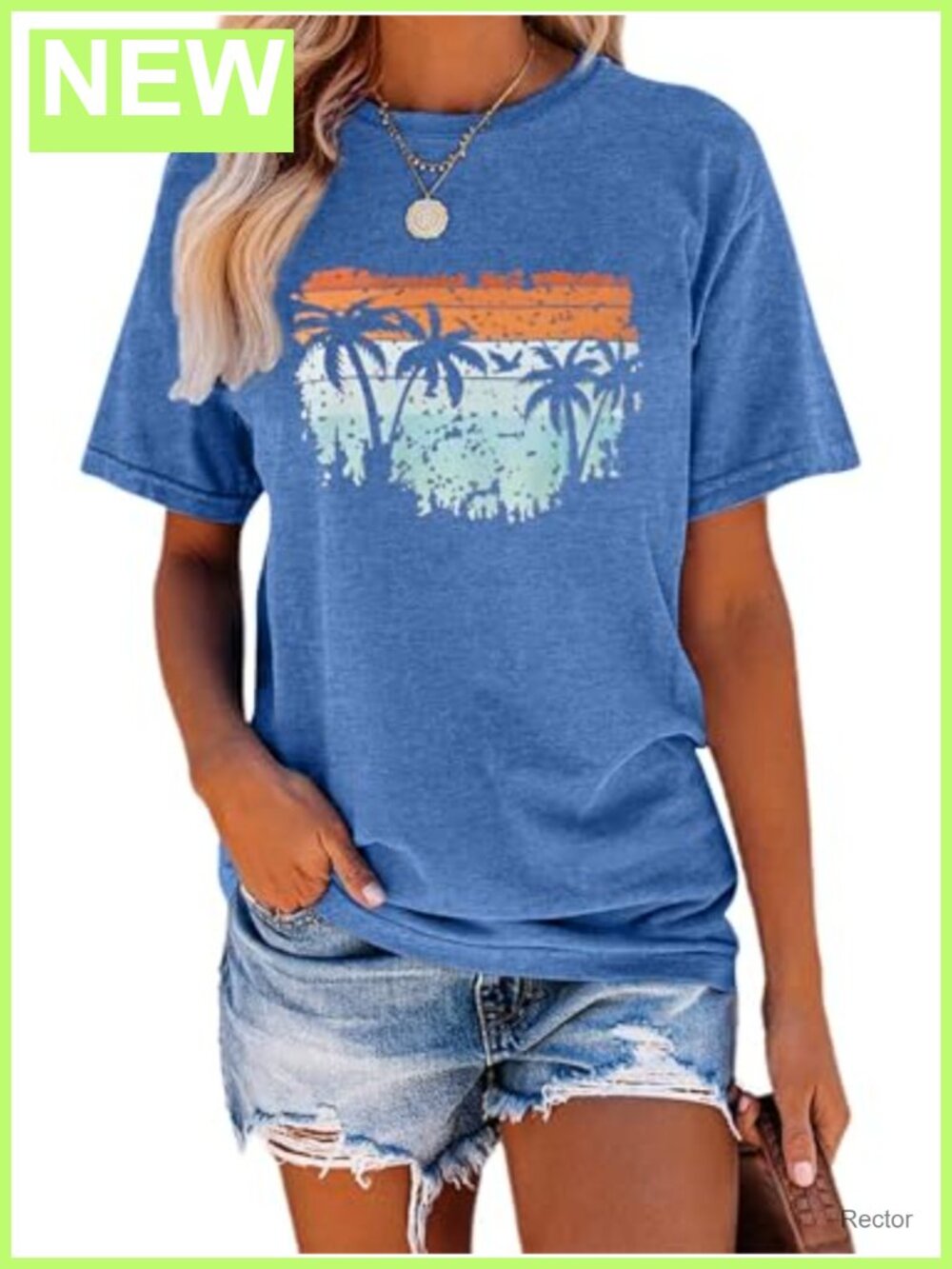 Womens Graphic Tee Short Sleeve Beach Coconut Tree Retro Casual T-Shirt
